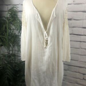 Diane Von Furstenberg Cream colored embellished Beach-Pool Cover-up. L